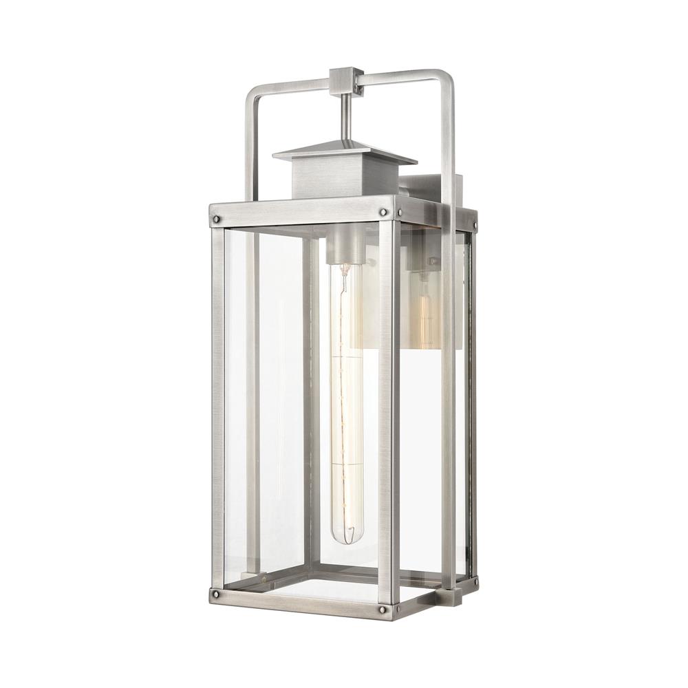 ELK Lighting 89173/1 Crested Butte 1-Light Outdoor Sconce in Antique Brushed Aluminum with Clear Glass Enclosure