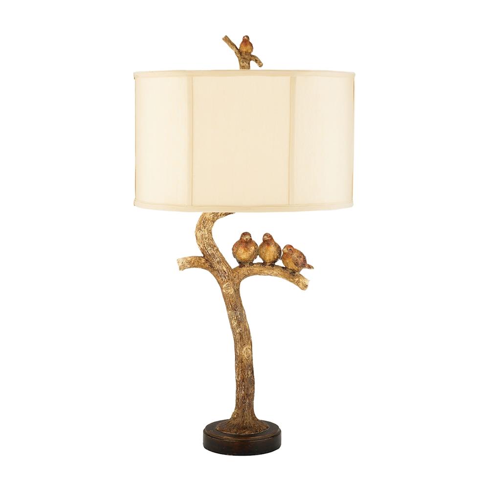 ELK Home 93-052 Three Bird Light Table Lamp in Gold Leaf / Black