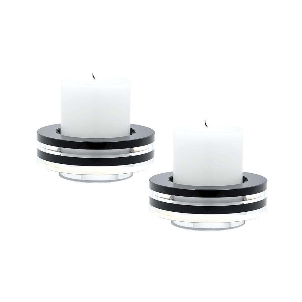 ELK Home 980025/S2 Round Tuxedo Crystal Candleholder - Set Of 2 in Clear / Black