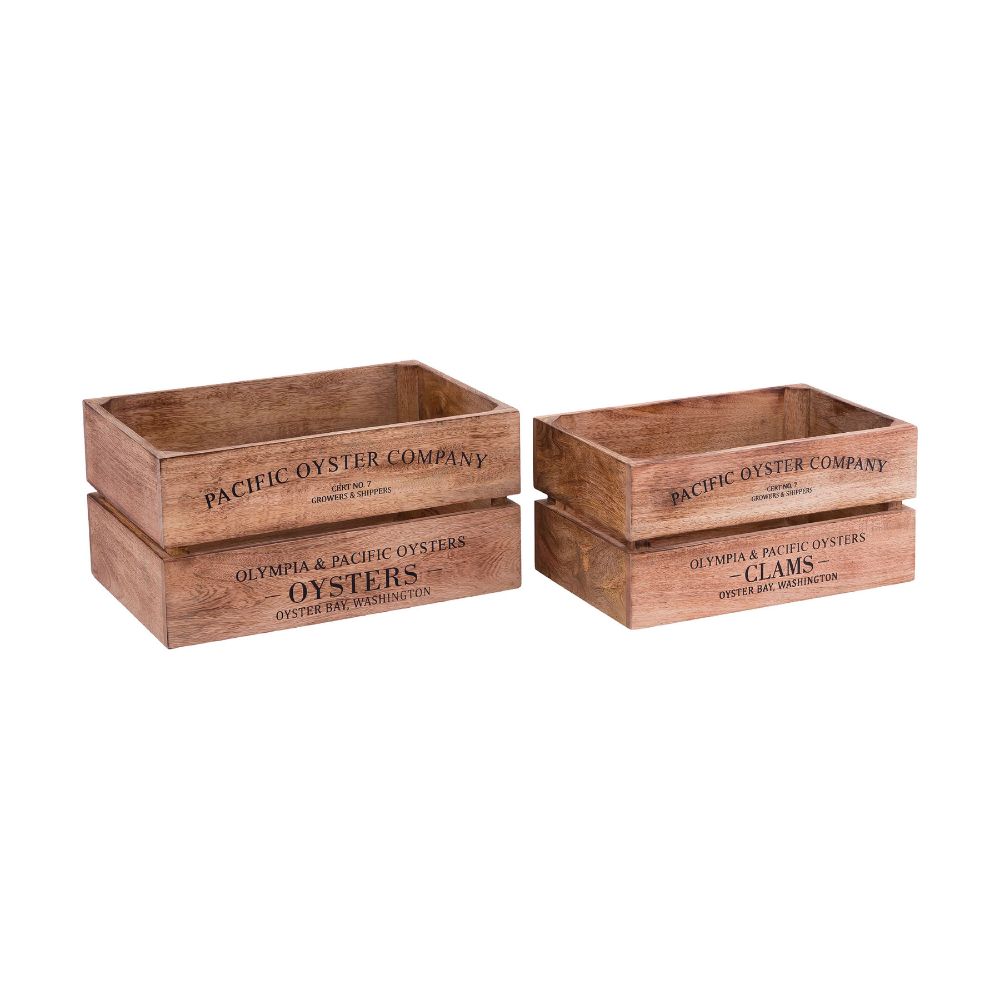 ELK Home BOX001 Oysters and Clams Boxes (Set of 2) in Brown