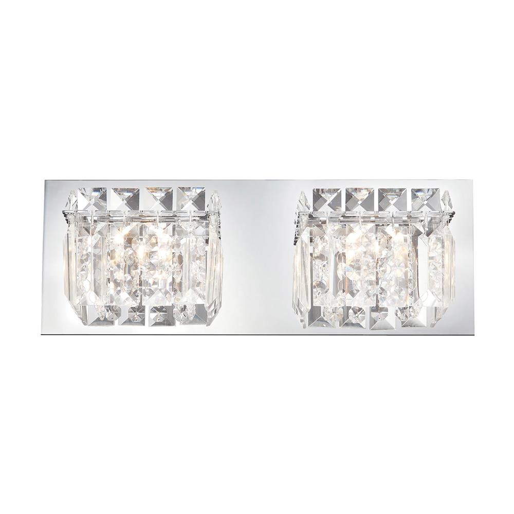 ELK Lighting BV1002-0-15 Crown 2 Light Vanity In Chrome And Clear Crystal Glass