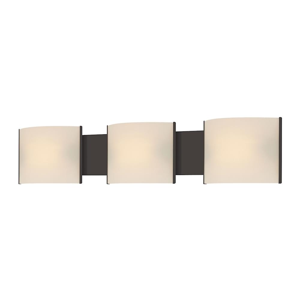 ELK Lighting BV713-10-45 Pannelli 3 Light Vanity In Oil Rubbed Bronze And Hand-Moulded White Opal Glass