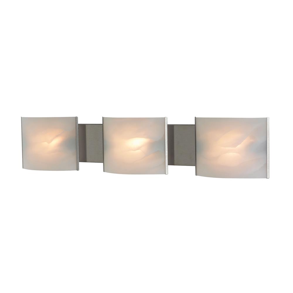 ELK Lighting BV713-6-16 Pannelli 3 Light Vanity In Stainless Steel And Hand-Moulded White Alabaster Glass