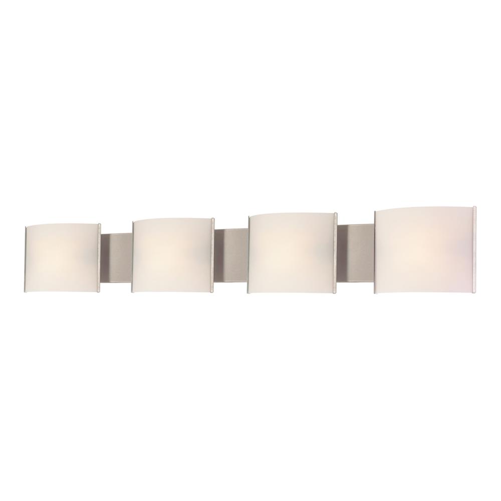 ELK Lighting BV714-10-16 Pannelli 4 Light Vanity In Stainless Steel And Hand-Moulded White Opal Glass