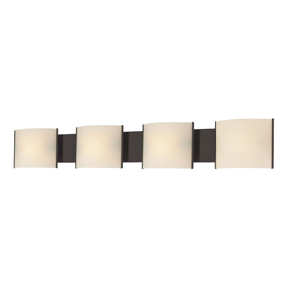 ELK Lighting BV714-10-45 Pannelli 4 Light Vanity In Oil Rubbed Bronze And Hand-Moulded White Opal Glass