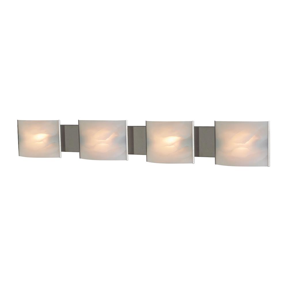 ELK Lighting BV714-6-16 Pannelli 4 Light Vanity In Stainless Steel And Hand-Moulded White Alabaster Glass