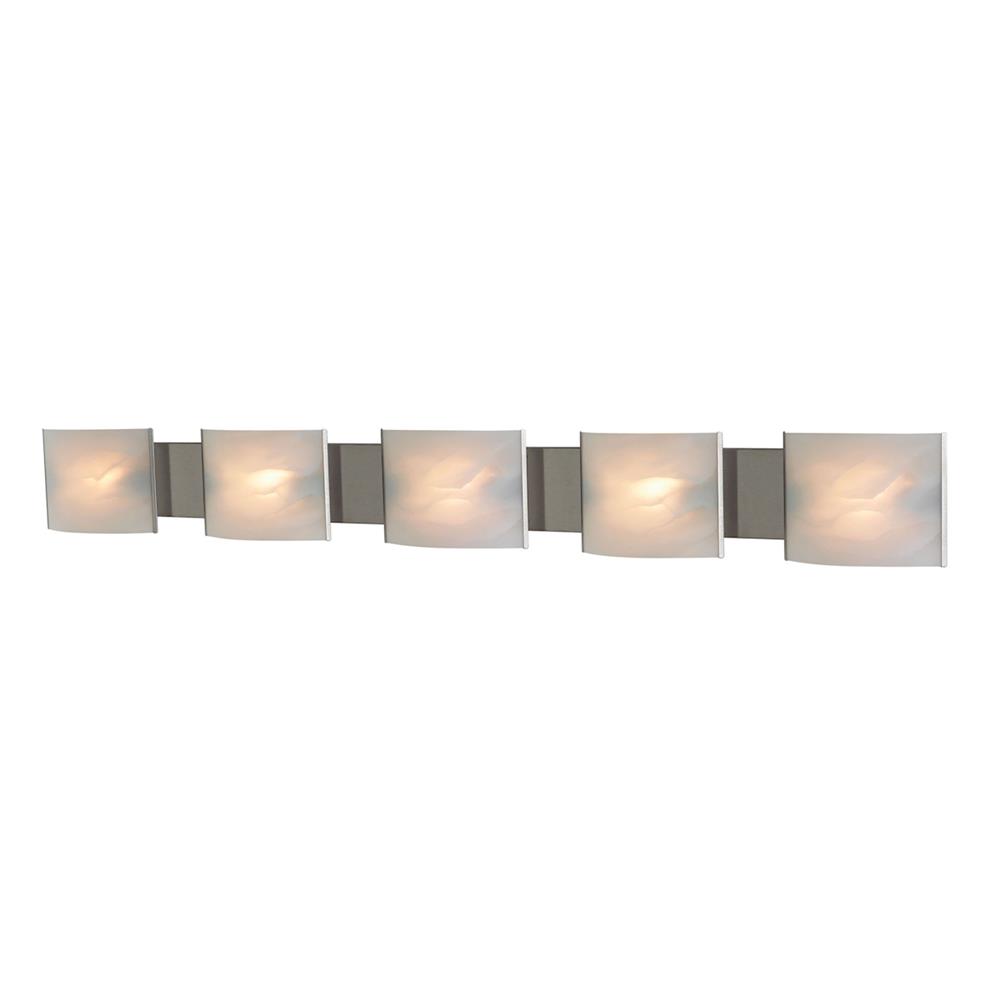 ELK Lighting BV715-6-16 Pannelli 5 Light Vanity In Stainless Steel And Hand-Moulded White Alabaster Glass