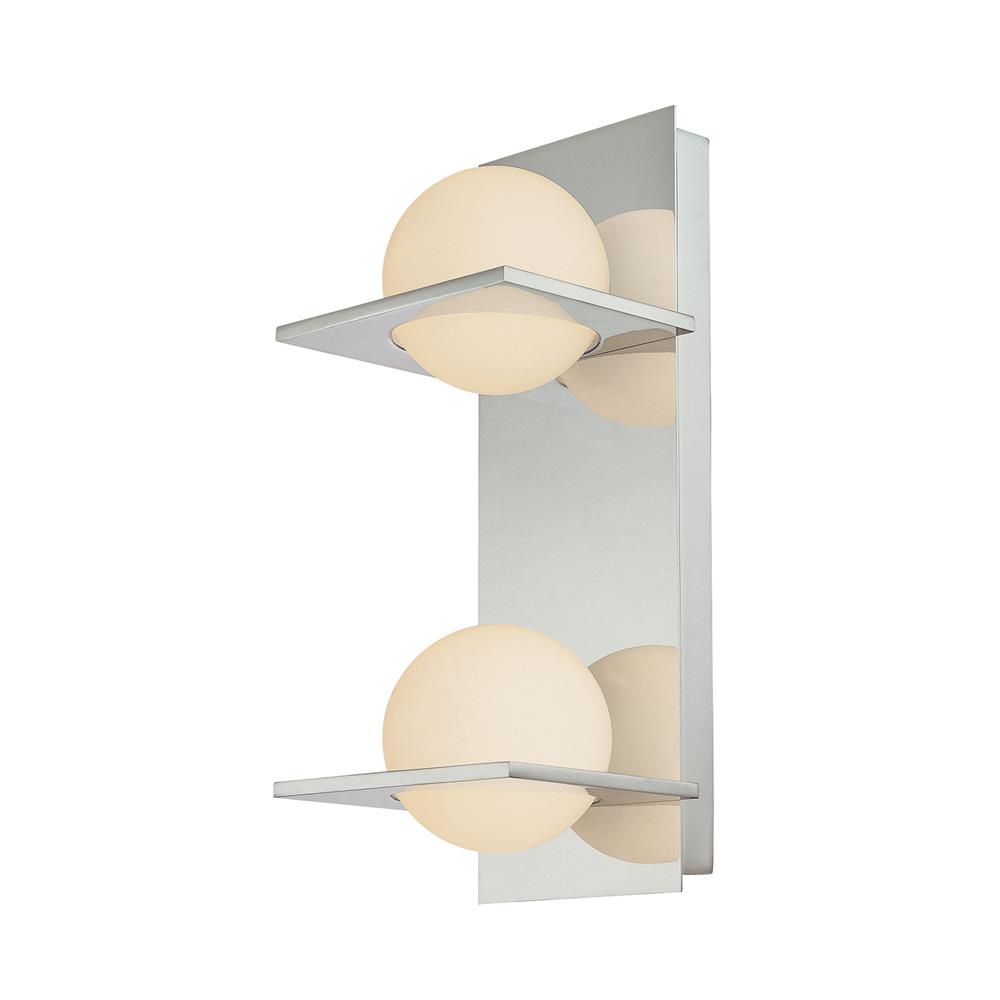 Elk Lighting BV9132-10-15 Orbit Double Lamp Vertical Vanity with White Opal Round Glass and Chrome Finish