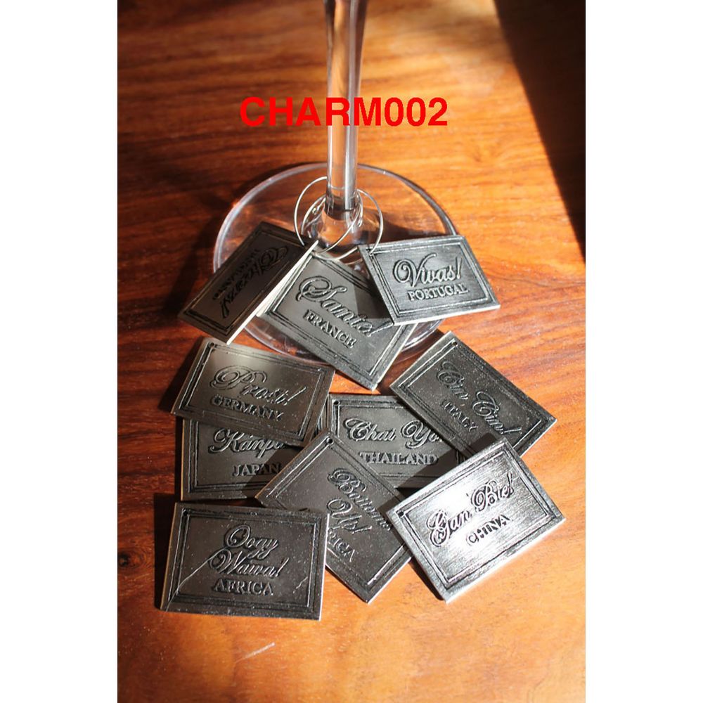 ELK Home CHARM002 Rectangle Cheers Wine Charms in Pewter
