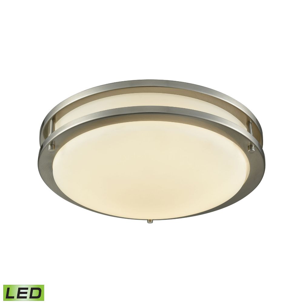 ELK Lighting CL782012 Clarion 11-inch LED Flush Mount in Brushed Nickel with a White Glass Diffuser