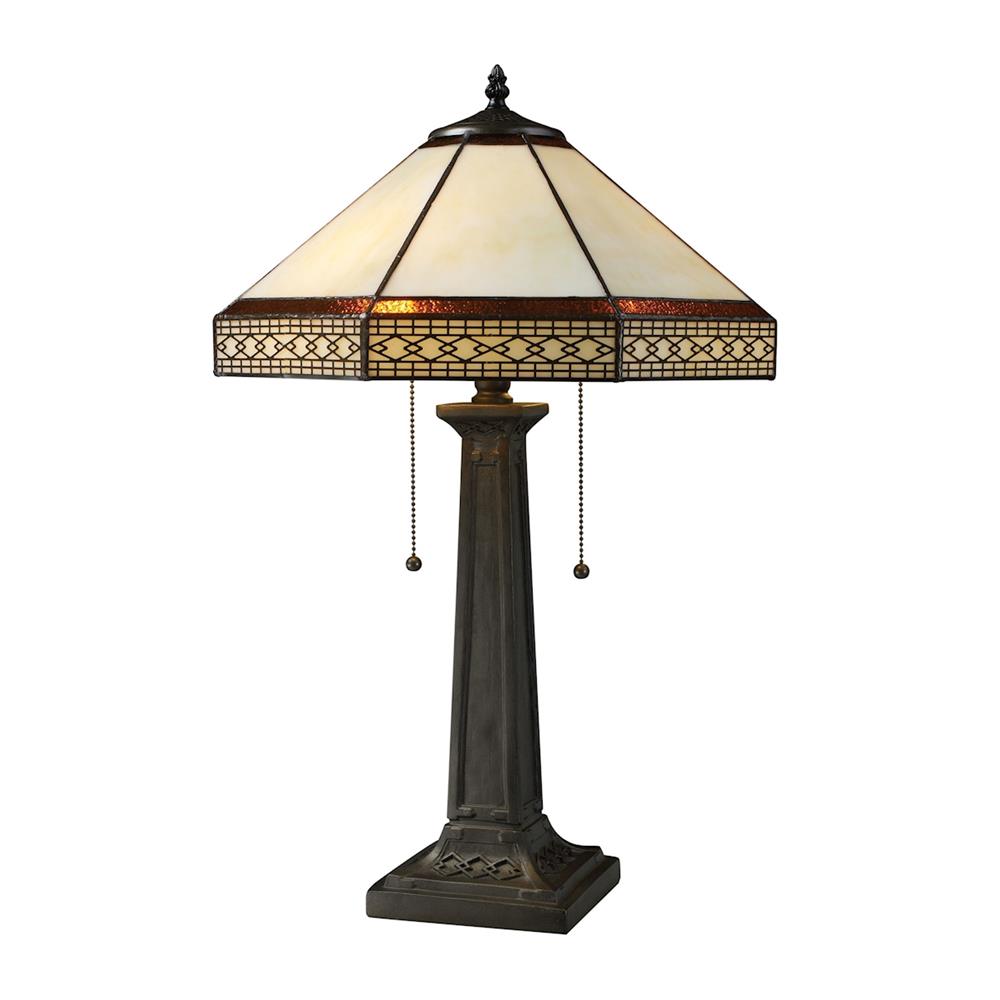 ELK Lighting D1858 Stone Filigree Table Lamp in Tiffany Bronze