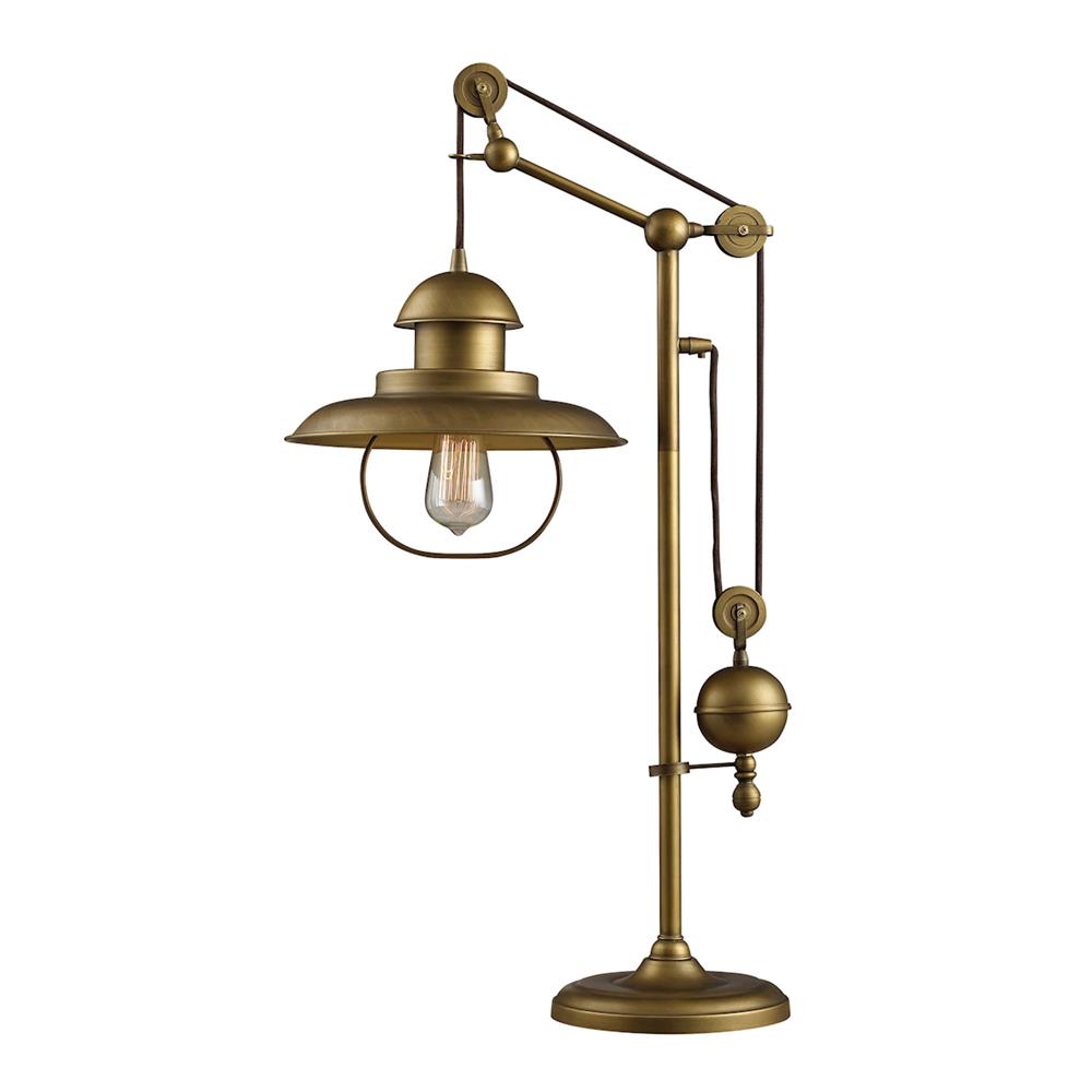 ELK Lighting D2252 Farmhouse Table Lamp In Antique Brass With Matching Metal Shade