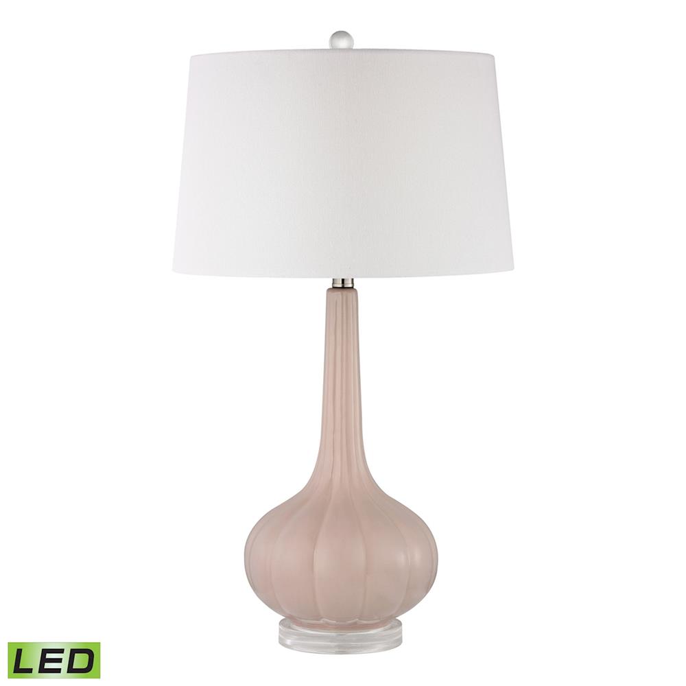 ELK Lighting D2459-LED Pastel Pink Fluted Ceramic Table Lamp On Acrylic Base