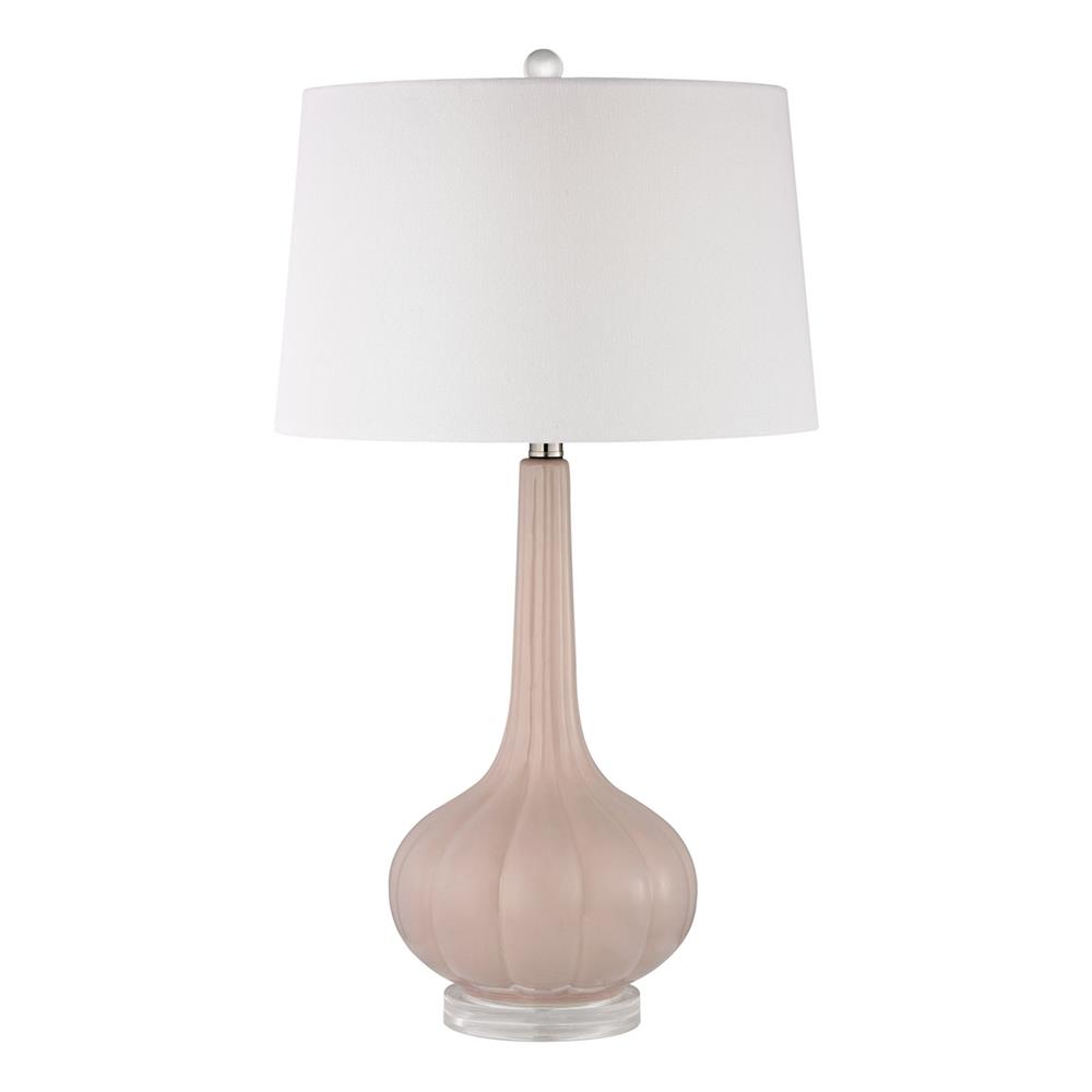 ELK Lighting D2459 Pastel Pink Fluted Ceramic Table Lamp On Acrylic Base