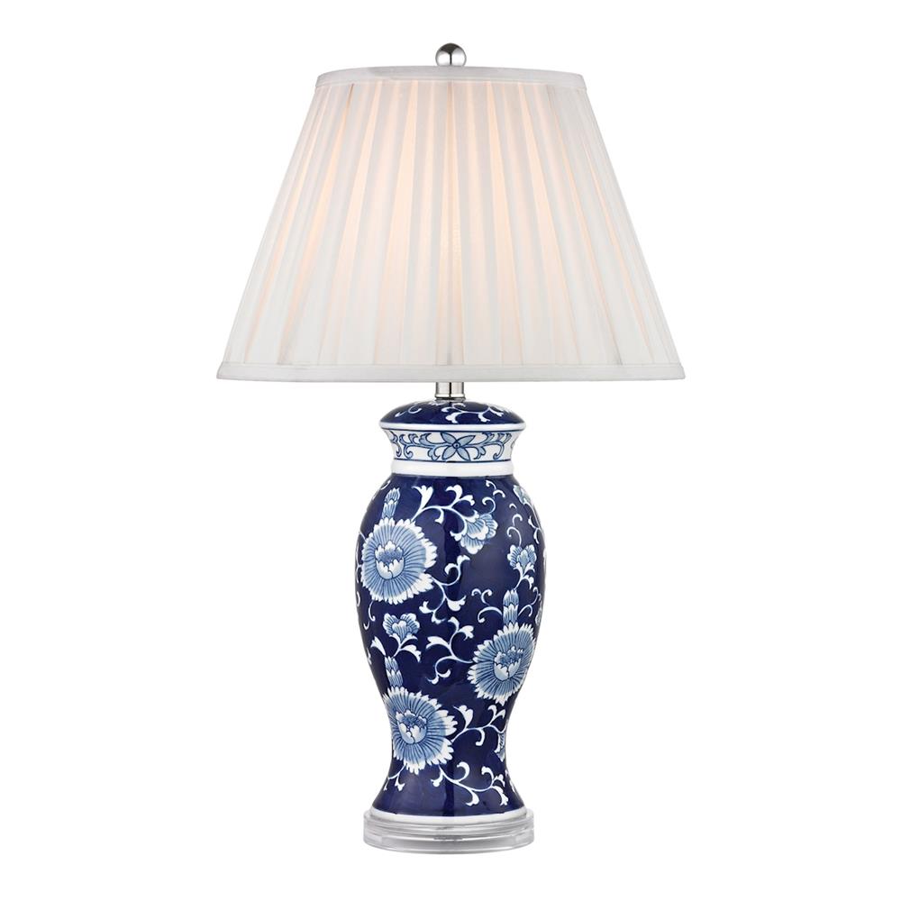 ELK Home D2474 Blue And White Hand Painted Ceramic Table Lamp With Acrylic Base