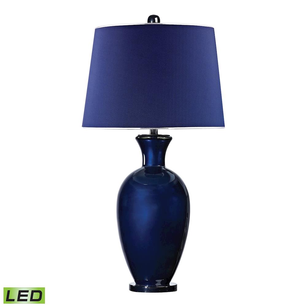 ELK Lighting D2515-LED Navy Blue Glass Lamp With Navy Shade And Chrome Trim