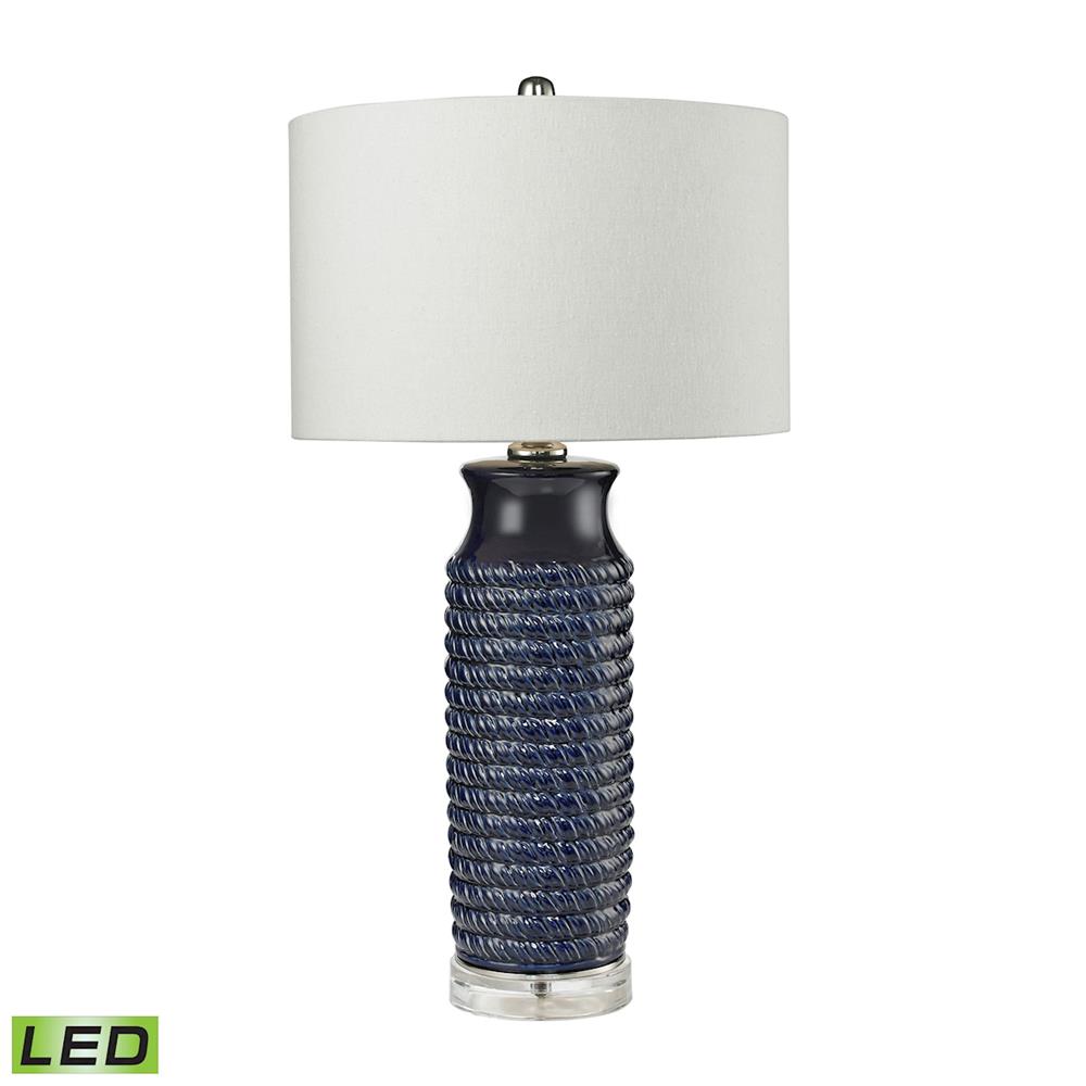 ELK Lighting D2594-LED 30" Wrapped Rope Ceramic LED Table Lamp in Navy Blue