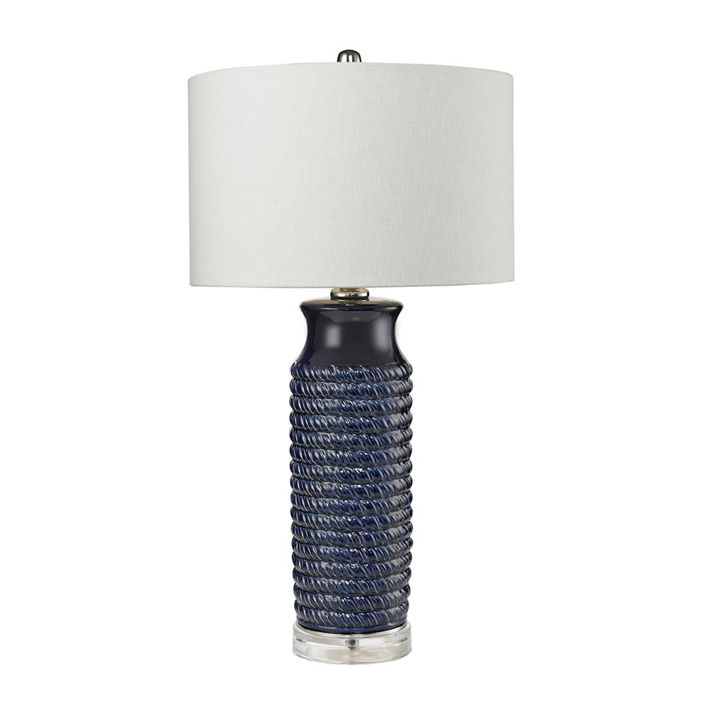 ELK Lighting D2594 30" Wrapped Rope Ceramic Table Lamp in Navy Blue