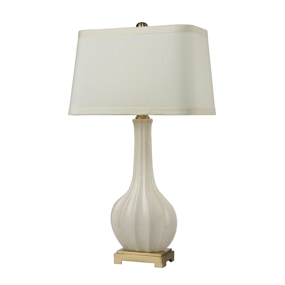 ELK Lighting D2596 34" Fluted Ceramic Table Lamp in White Glaze