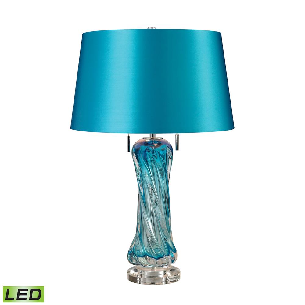 ELK Lighting D2664-LED 25" Vergato Free Blown Glass LED Table Lamp in Blue
