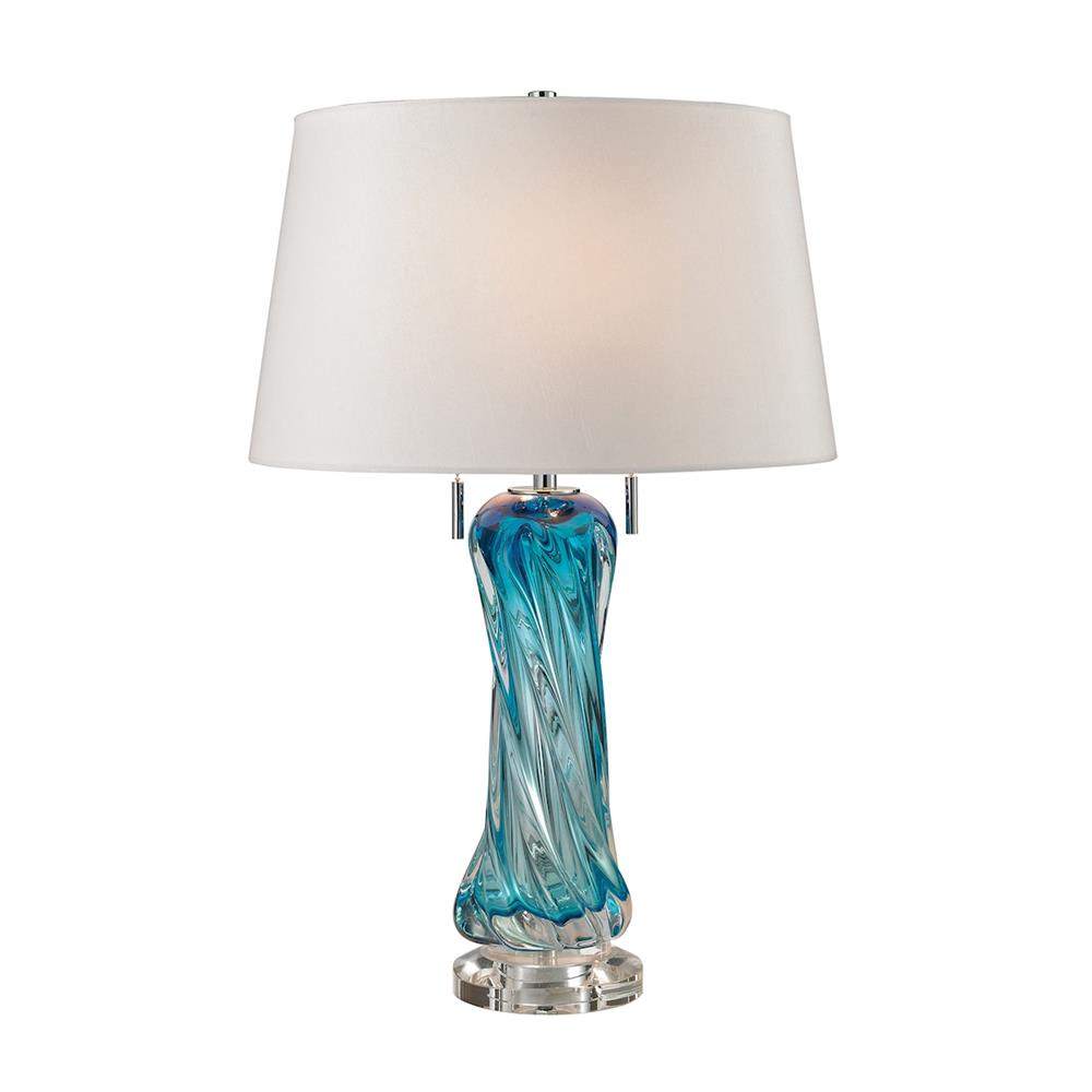 ELK Lighting D2664W 24" Vergato Free Blown Glass Table Lamp in Blue