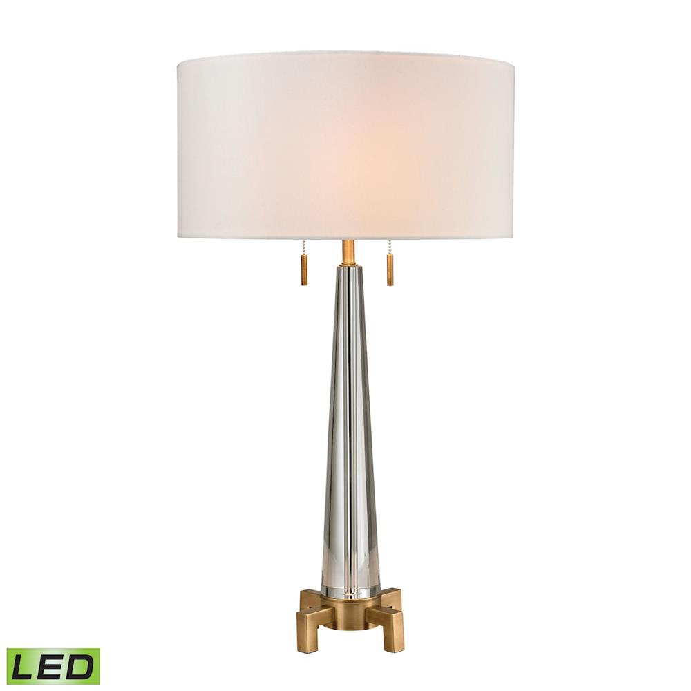 ELK Lighting D2682-LED 30" Bedford Solid Crystal LED Table Lamp in Aged Brass