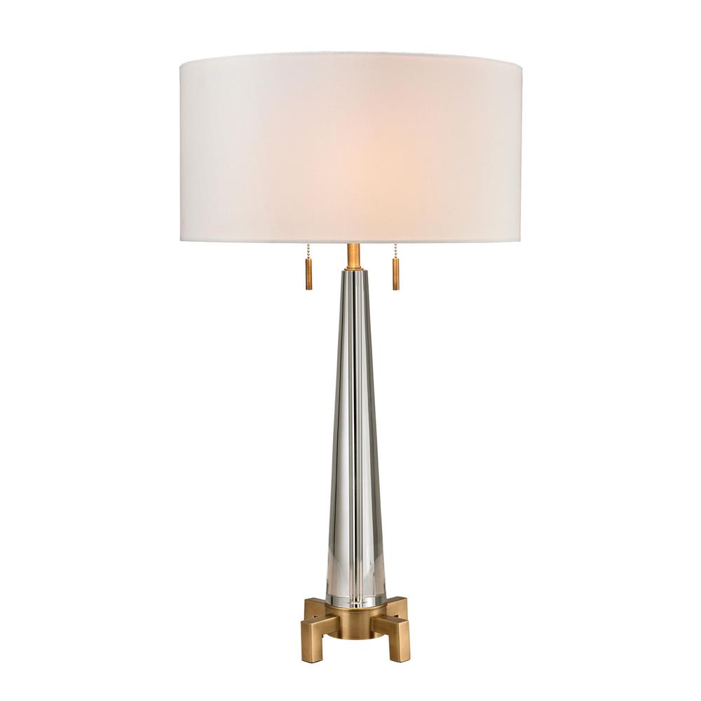 ELK Lighting D2682 30" Bedford Solid Crystal Table Lamp in Aged Brass
