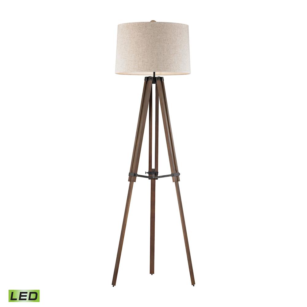 ELK Lighting D2817-LED Wooden Brace LED Tripod Floor Lamp