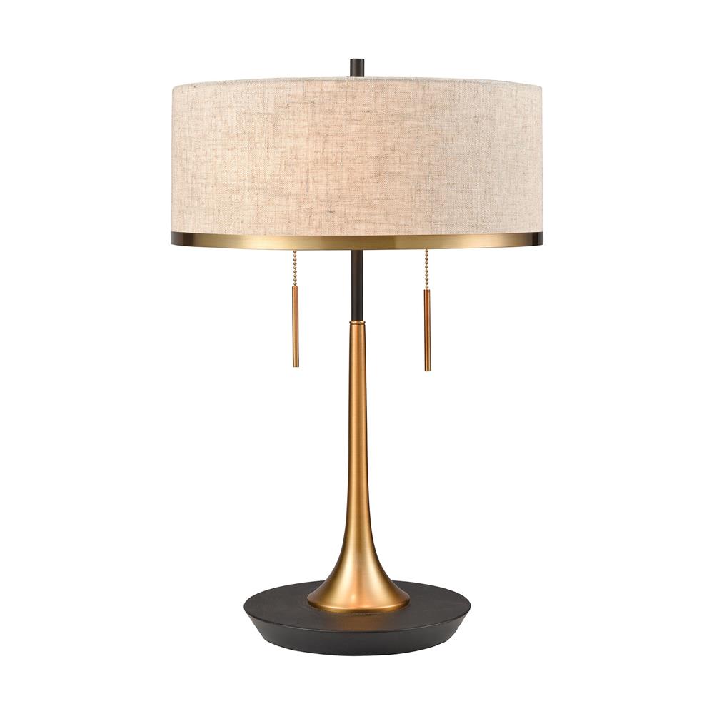 ELK Lighting D4067 Magnifica 2-Light Table Lamp in Aged Brass ; Black