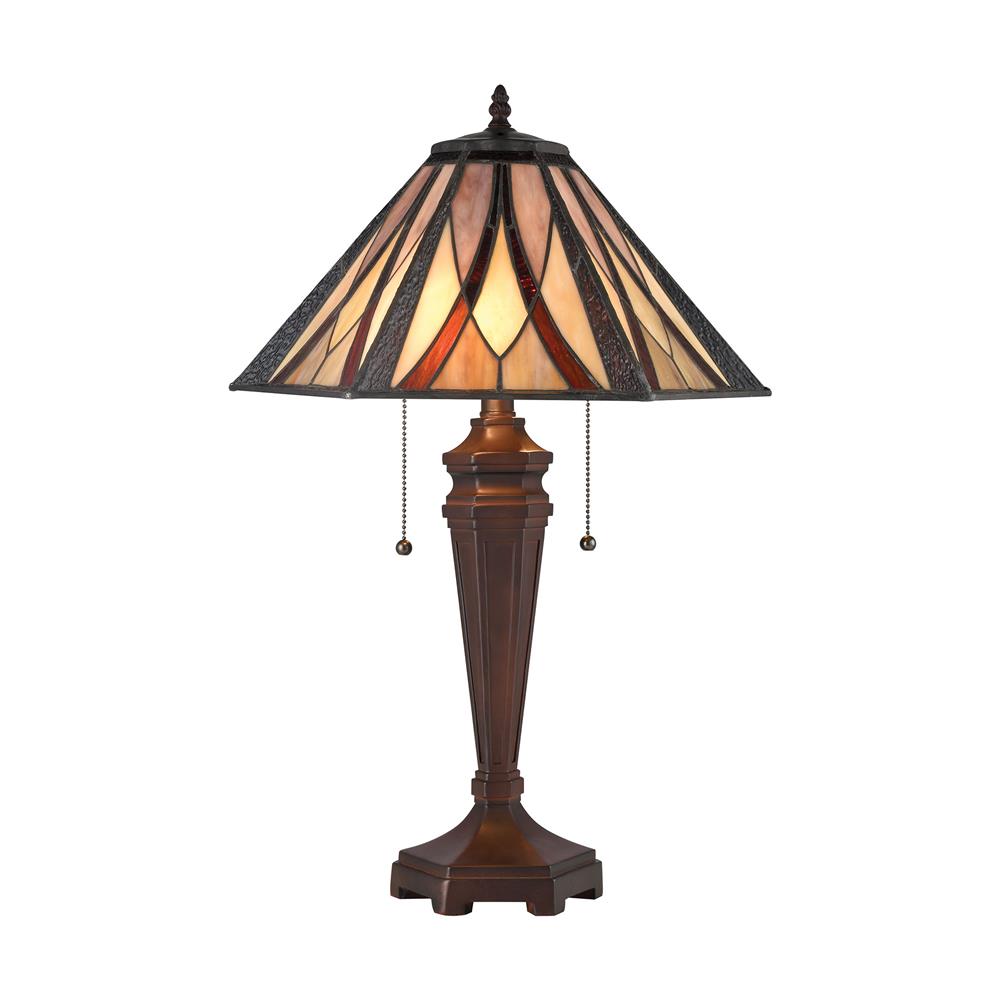 ELK Lighting D4085 Foursquare 2-Light Table Lamp in Tiffany Bronze