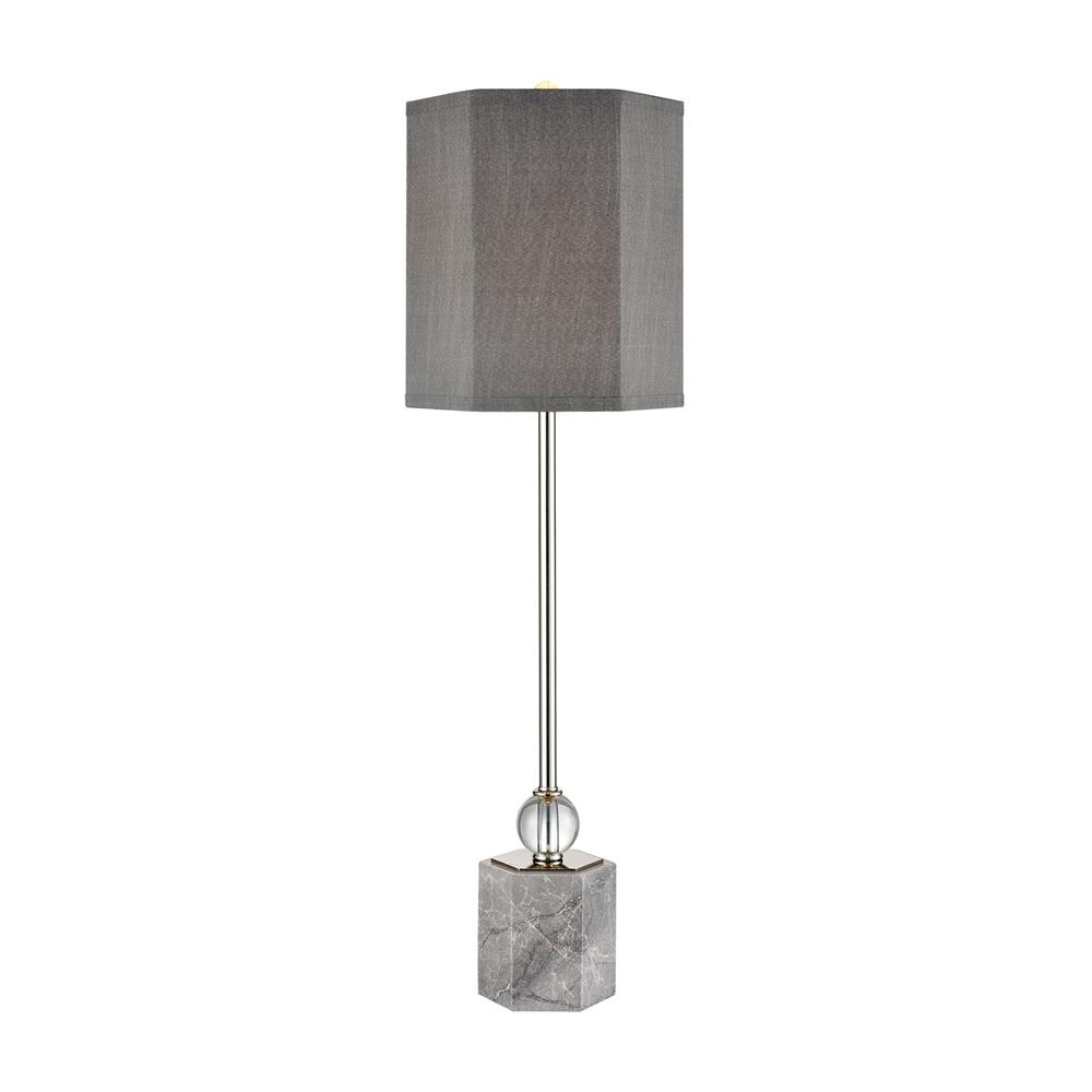 ELK Lighting D4121 Discretion Buffet Lamp in Grey Marble; Polished Nickel; Clear Crystal