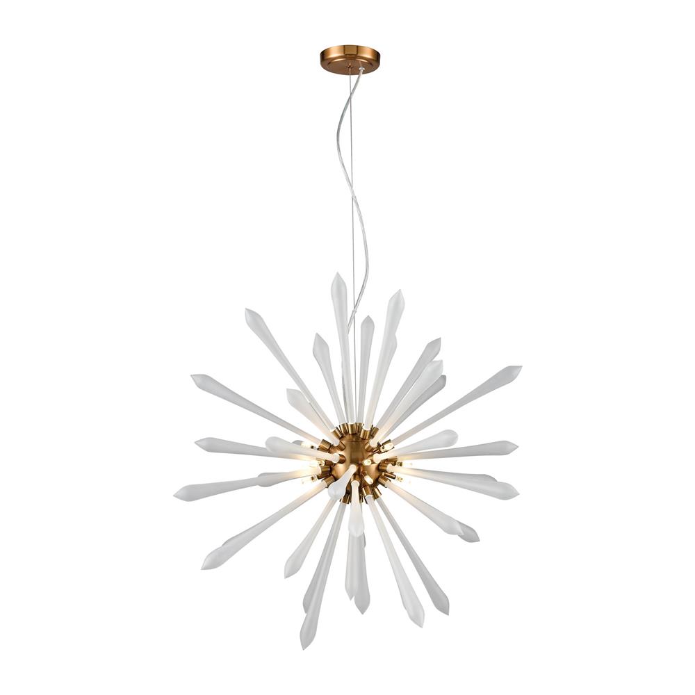 ELK Lighting D4144 Spiritus 13-Light Chandelier - Frosted in Frosted Glass; Aged Brass