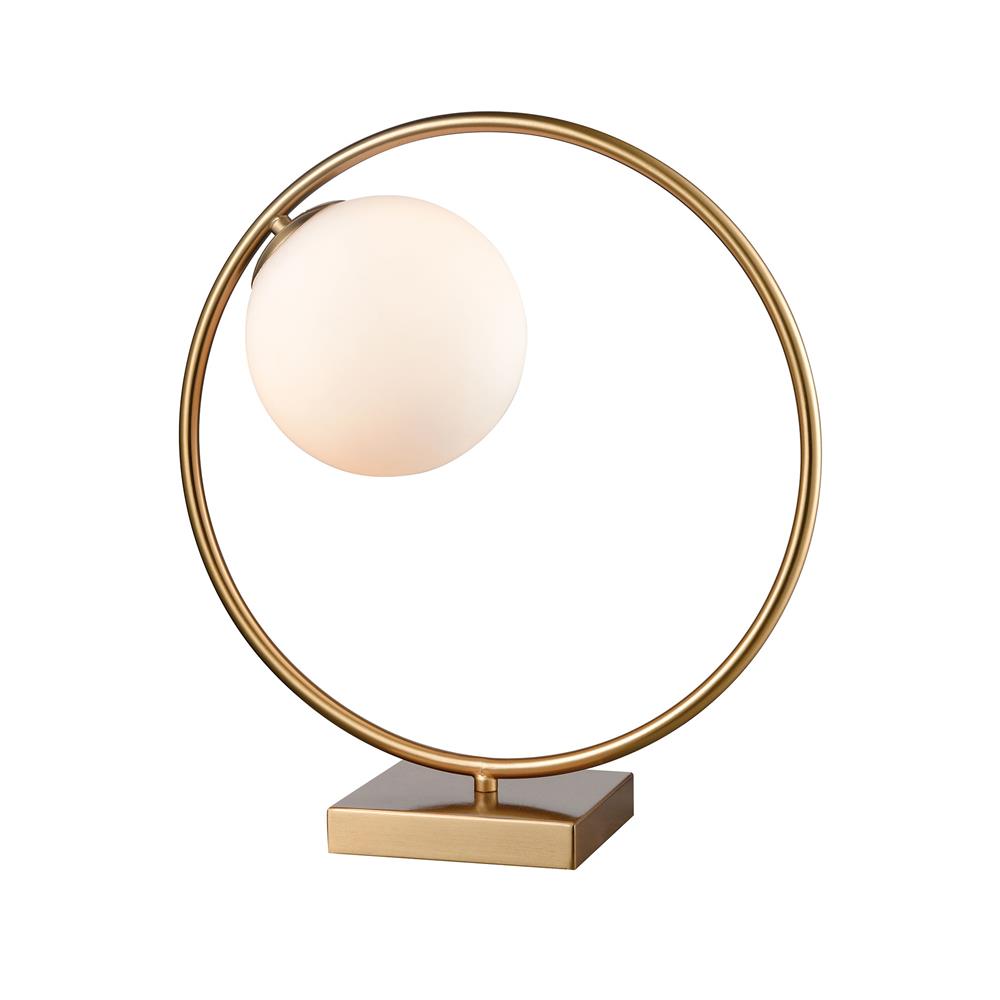 ELK Lighting D4157 Moondance Round Table Lamp in Aged Brass ; Frosted Glass