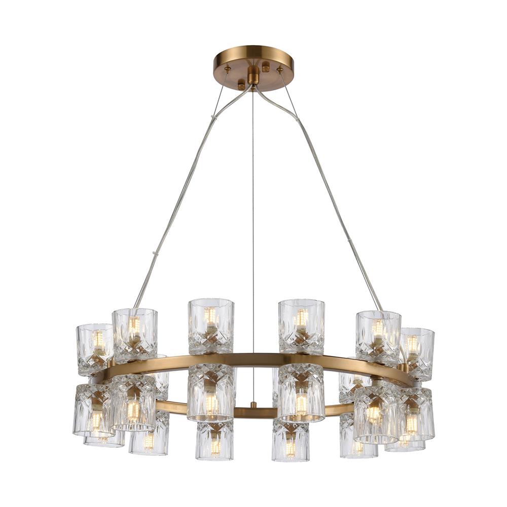 ELK Lighting D4180 Double Vision 24-Light Chandelier in Clear and Satin Brass in Clear; Satin Brass