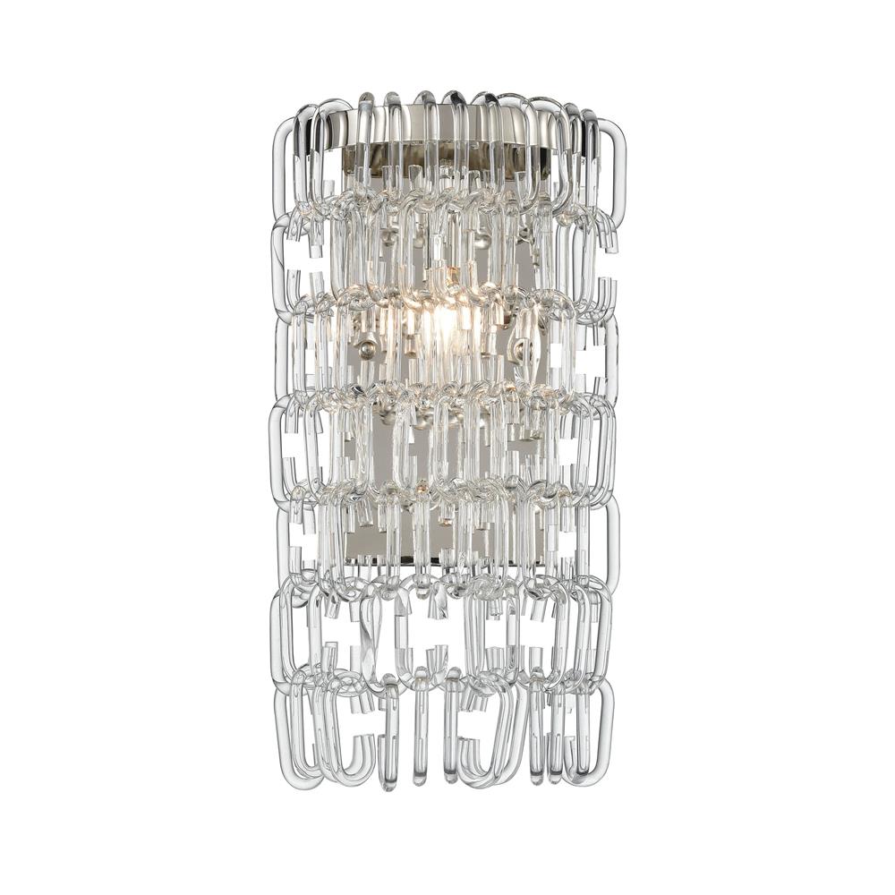 Elk Home D4266 Glass Ribbon 1-Light Wall Sconce in Polshed Nickel Clear in Polished Nickel; Clear