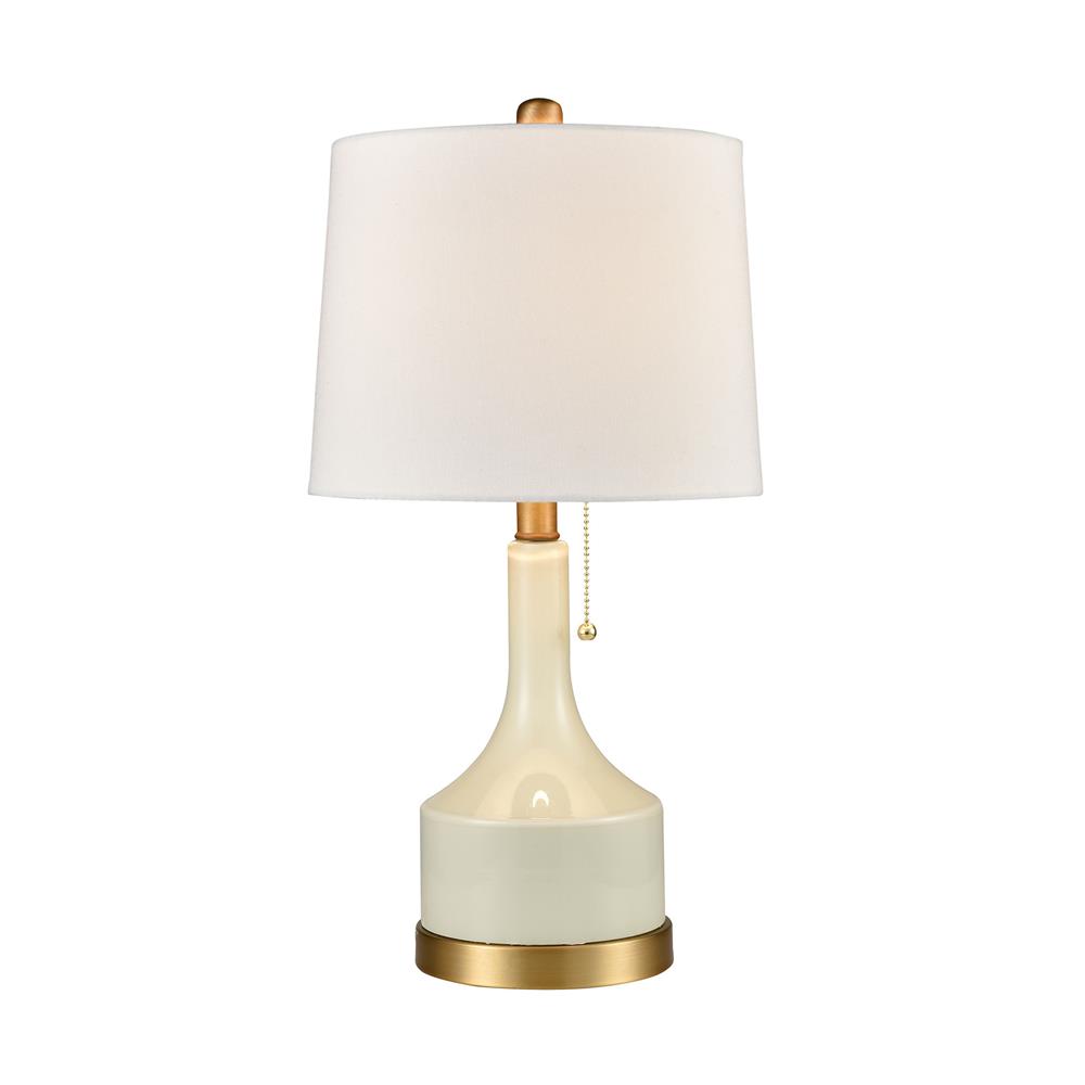 Elk Home D4312 Small but Strong Table Lamp in Jade White Glass and Matte Brushed Gold in Jade White Glass; Matte Brushed Gold
