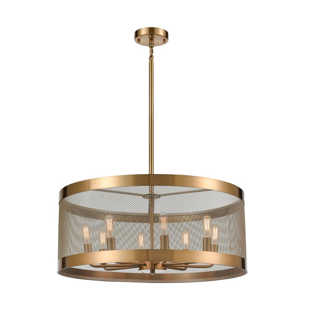 ELK Lighting D4333 Line in the Sand 8-Light Pendant in Satin Brass and Antique Silver in Satin Brass; Antique Silver
