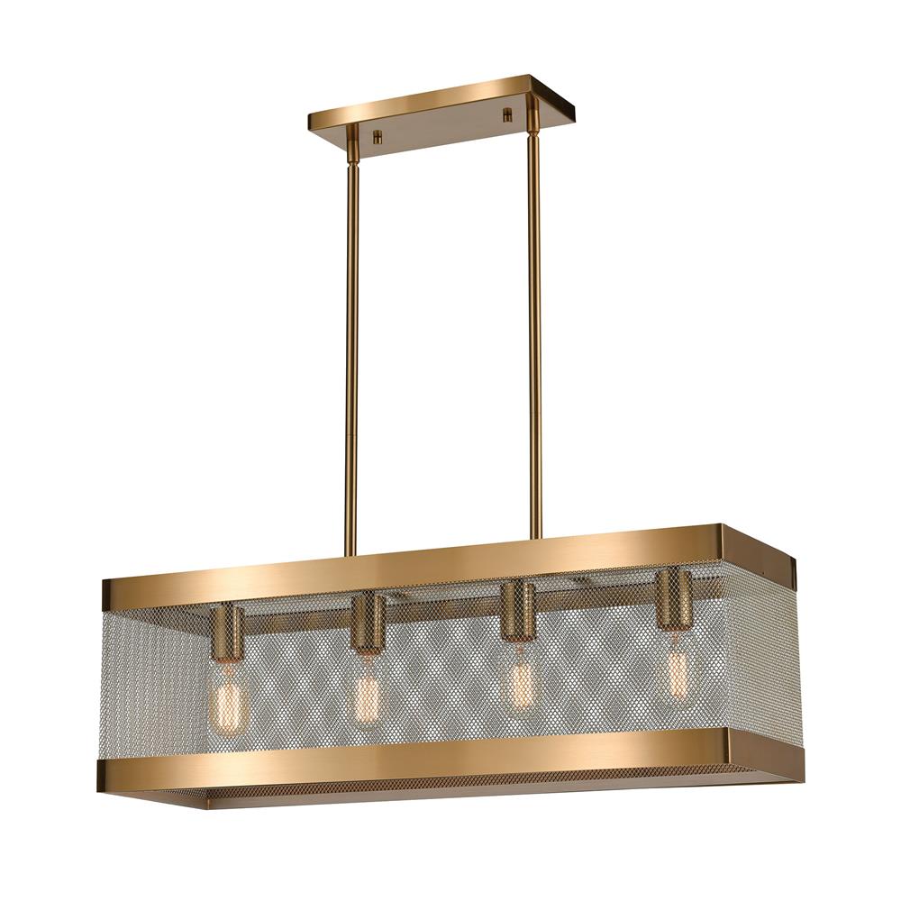 ELK Lighting D4334 Line in the Sand 4-Light Island Light in Satin Brass and Antique Silver in Satin Brass; Antique Silver