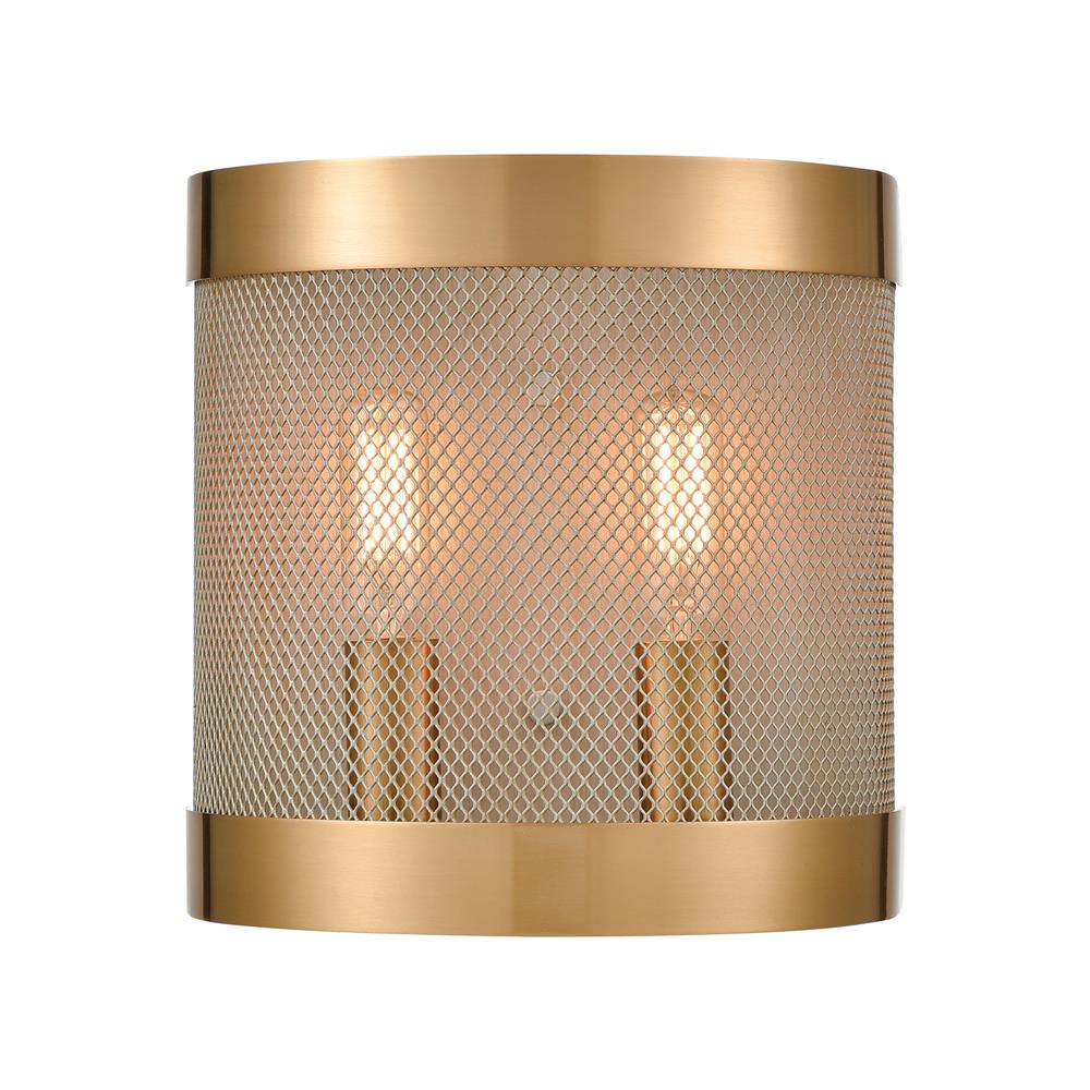 ELK Lighting D4335 Line in the Sand 2-Light Wall Sconce in Satin Brass and Antique Silver in Satin Brass; Antique Silver