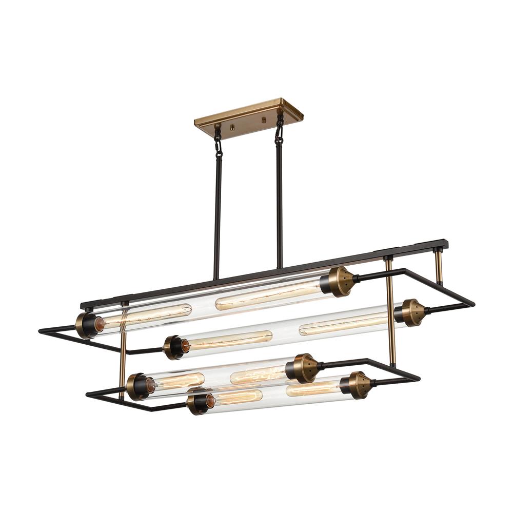 ELK Lighting D4336 North by North East 8-Light Island Light in Oil Rubbed Bronze and Satin Brass in Oil Rubbed Bronze; Satin Brass