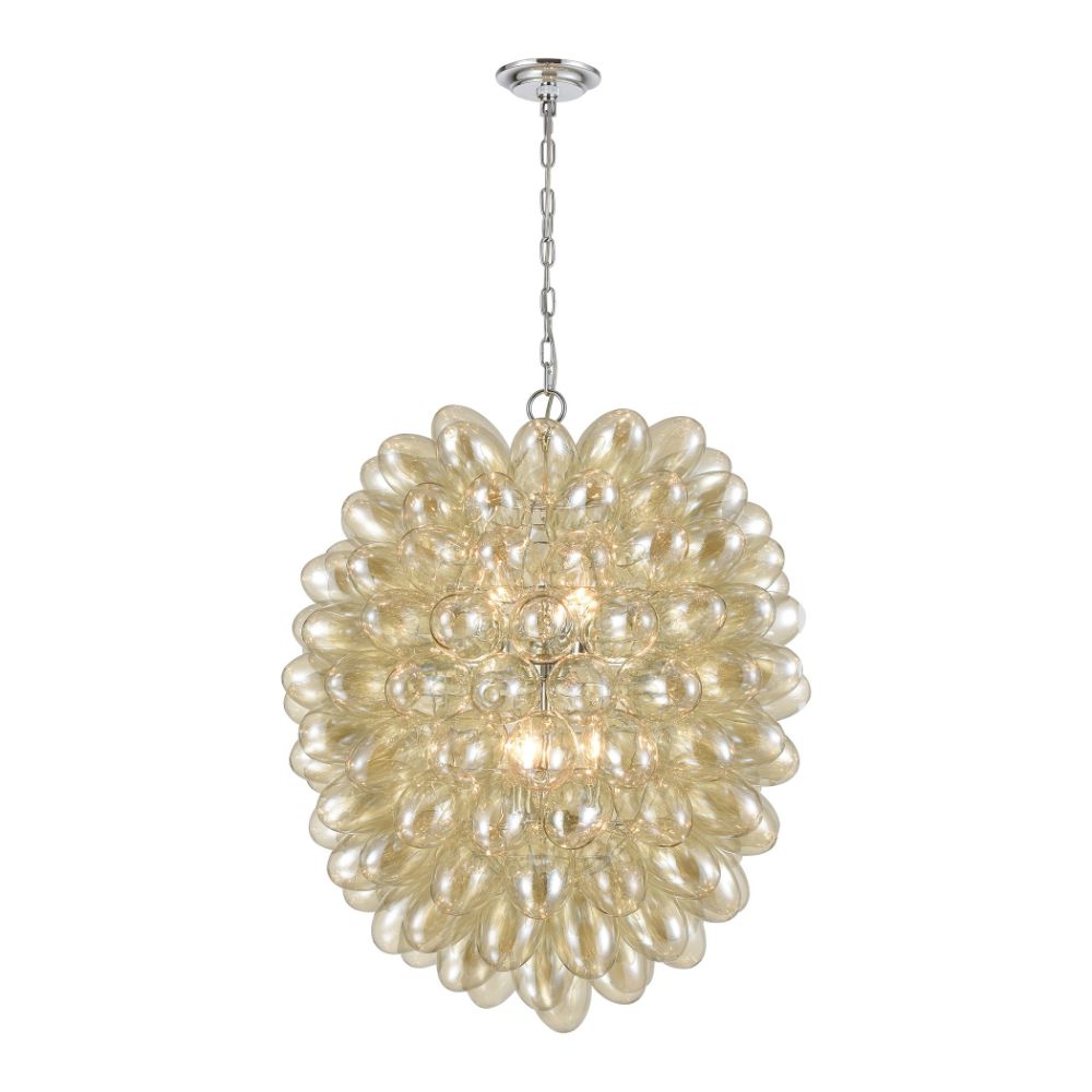 Elk Home D4372 Bubble Up 6-light Chandelier In Chrome, Amber-plated Glass