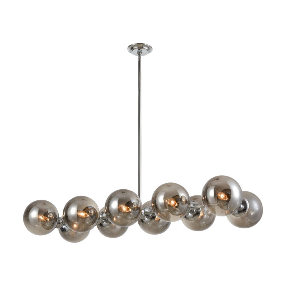 Elk Home D4373 Affinity 10-light Adjustable Linear Chandelier In Chrome, Smoked Glass
