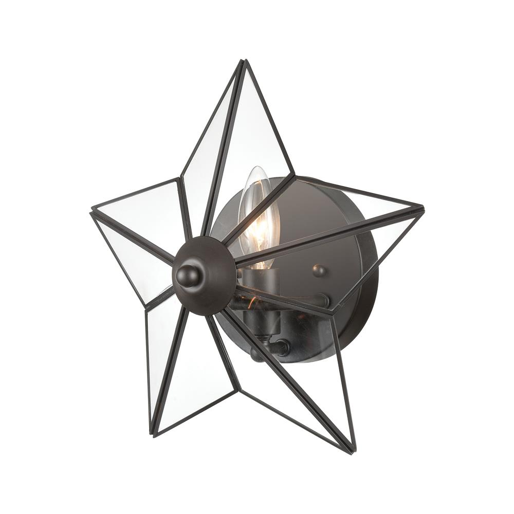 Elk Home D4387 Moravian Star 1-Light Wall Sconce in Oil Rubbed Bronze with Clear Glass - Large in Oil Rubbed Bronze; Clear