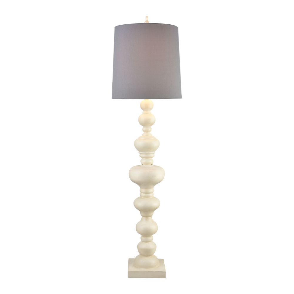 ELK Home D4409 Meymac Floor Lamp in White with a Grey Faux Silk Shade in White