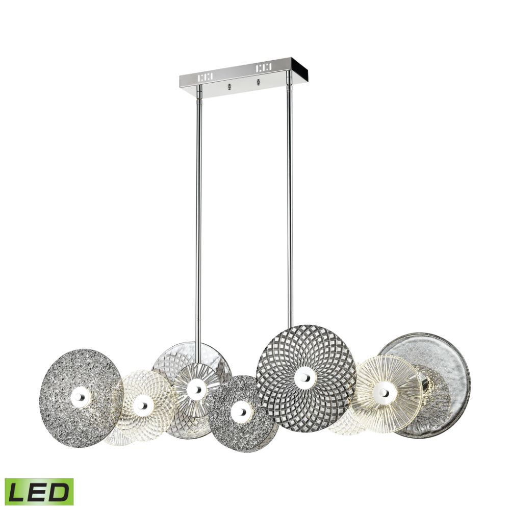 ELK Lighting D4420 Dream Catcher 12-Light Linear Chandelier in Chrome with Clear and Smoked Glass Disks in Silver