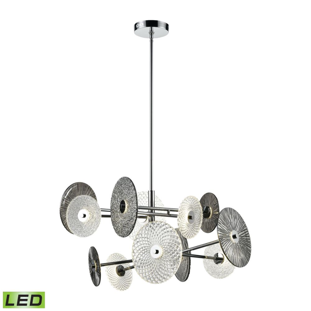 ELK Lighting D4421 Dream Catcher 12-Light Chandelier in Chrome with Clear and Smoked Glass Disks in Silver
