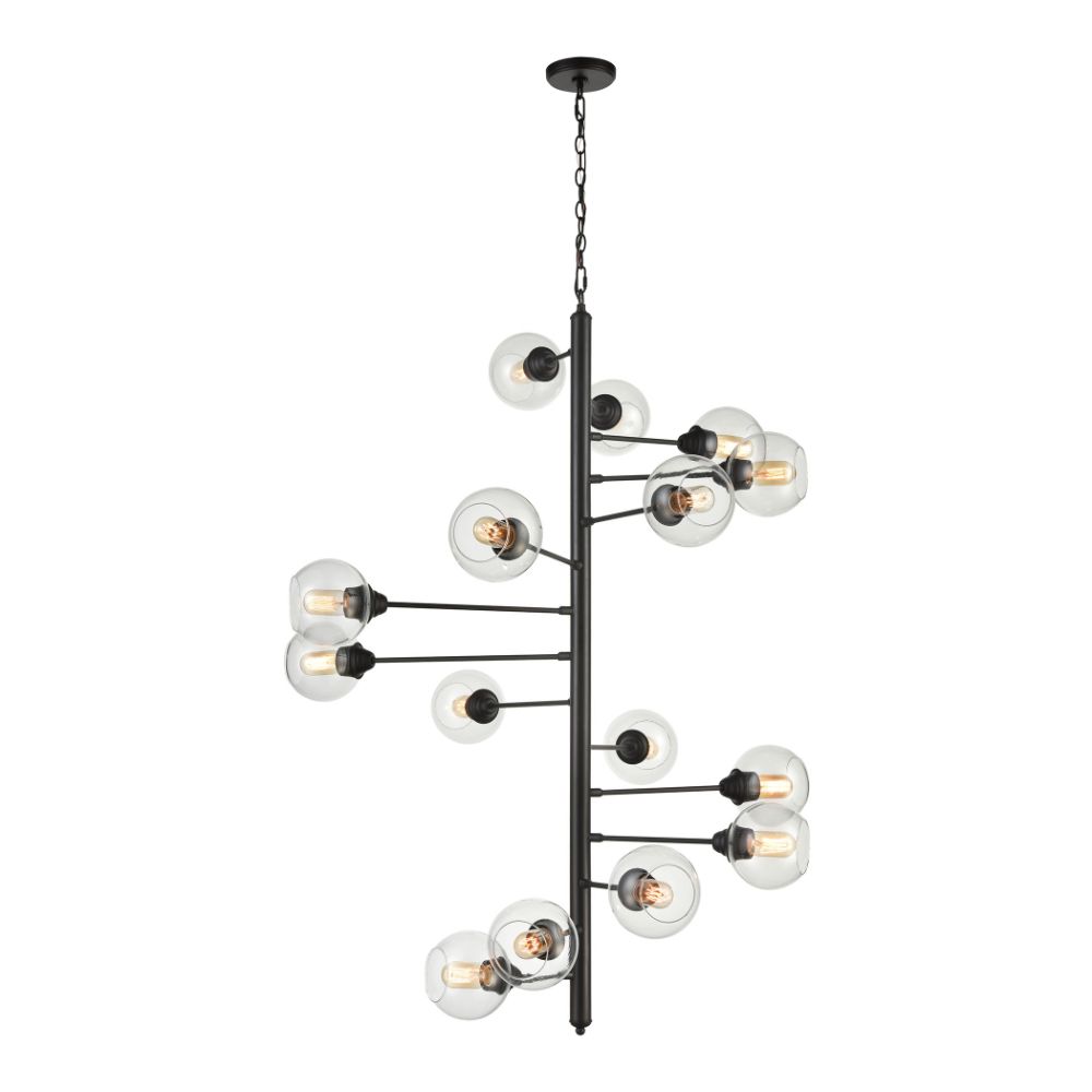 ELK Lighting D4446 Composition 15-Light Chandelier in Oil Rubbed Bronzer with Clear Glass in Black