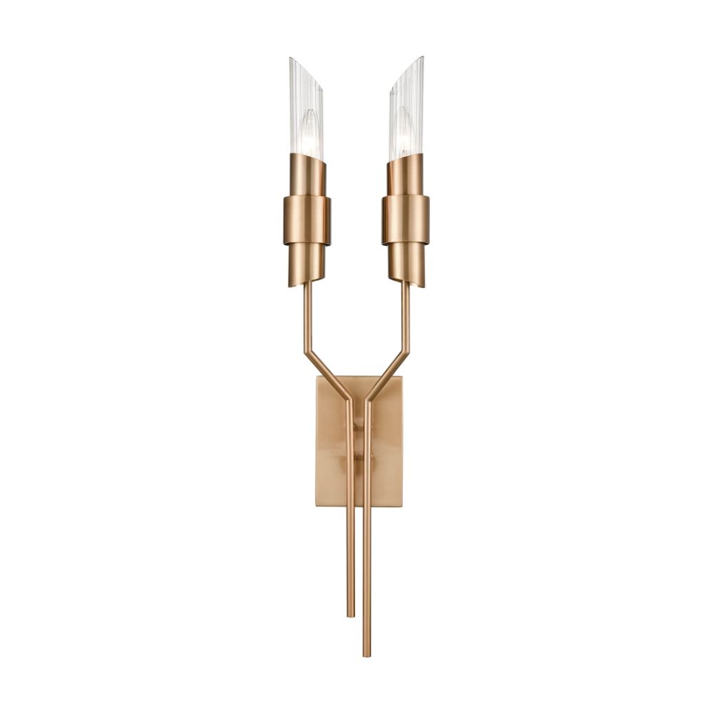 Elk Home D4459 Carisbrooke 2-light Wall Sconce In Burnished Brass, Clear Glass
