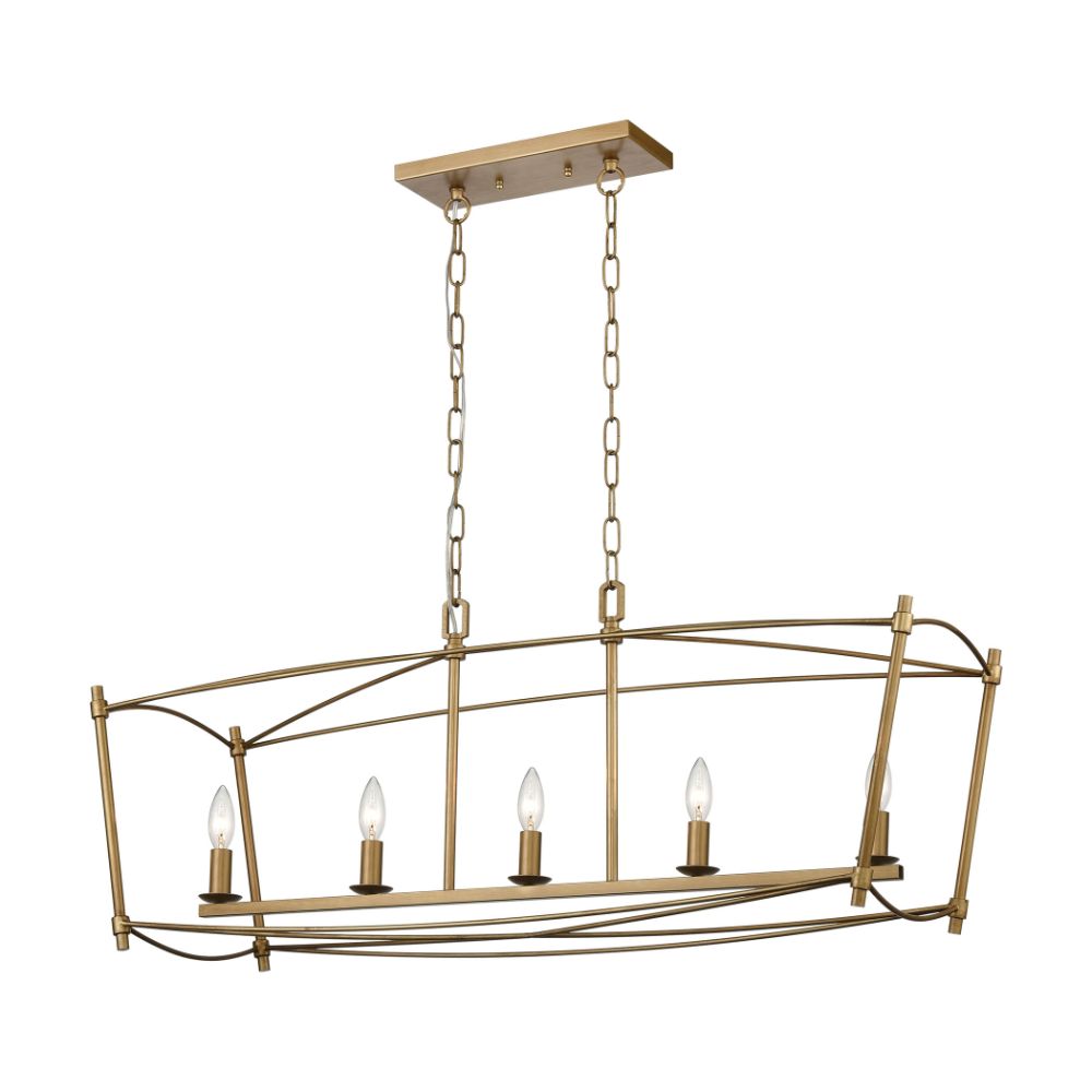 ELK Home D4462 Trapan 5-Light Island Light in Aged Gold in Gold