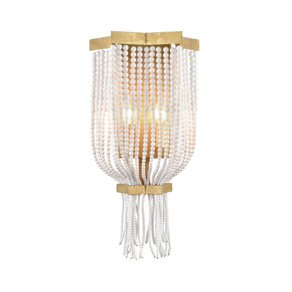 ELK Lighting D4468 Chaumont 2-light Wall Sconce In Gold Leaf, White